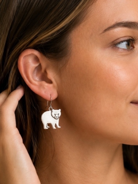 CC and Me Boutique Jewelry - NWT Bear Dangle Earrings Stainless Steel Nature Outdoor Gorpcore Cute